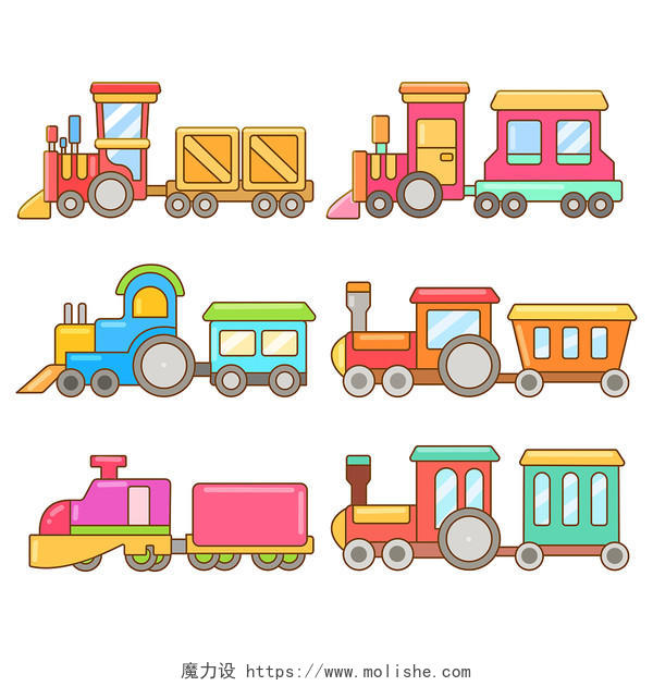 卡通交通工具小火车玩具插画素材png